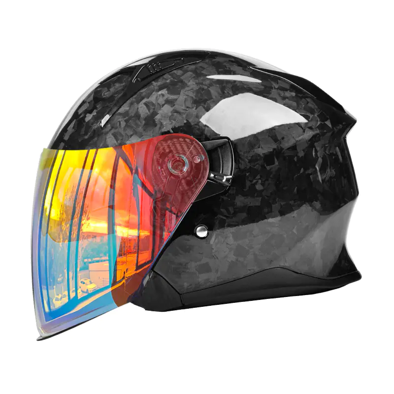 OF811 หมวกกันน็อคมอเตอร์ไซค์แบบเปิดหน้าคาร์บอนไฟเบอร์ DOT Certified Double Visors Helmet