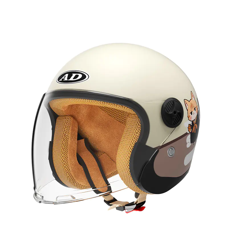 707 Kids Retro Open Face Motorcycle Helmet ABS หมวกกันน็อควิบาก